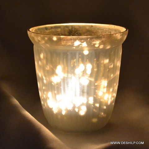 White Glass  Decor Candle Holder