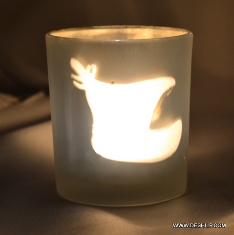 Frosted Glass Candle Holder For Ceremony - Style: Antique Imitation