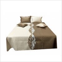 Embroidered Bedspread - Cotton Material, Queen Size, Beige Color | Soft Texture, Skin Friendly, Machine Washable, Unique Print