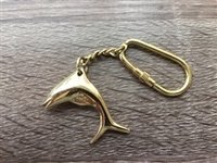 Gold Brass Dolphin Fish Keychain