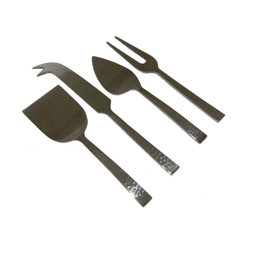 Natural Steel Hammered Sheet Flatware Cheese Set