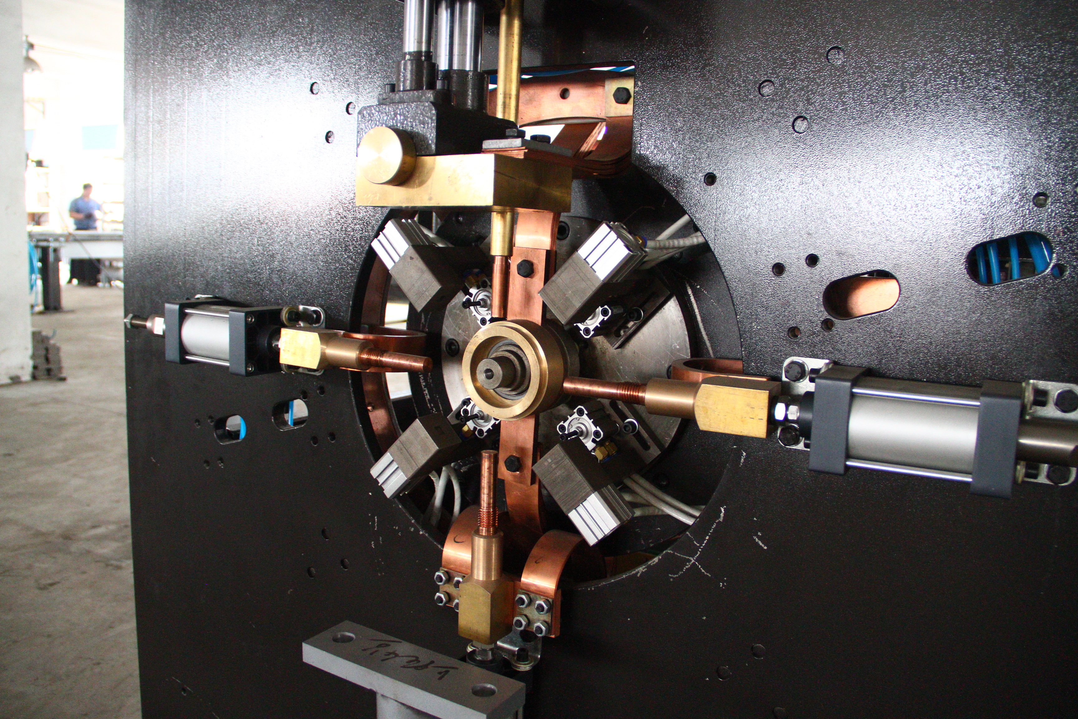 Top collar 4-point positioning welding machine for filter bag cage D4S-80-2