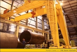 Semi Goliath Crane - Steel, Variable Span & Lifting Capacity, Yellow Color | High Load Carrying Capability, Sturdy Structure, Low Maintenance