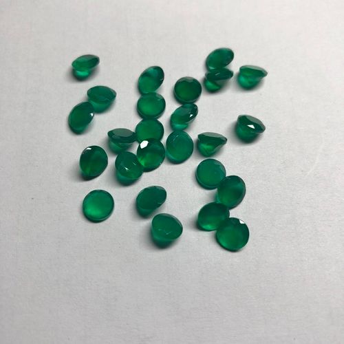 5mm Natural Green Onyx Faceted Round Loose Gemstone