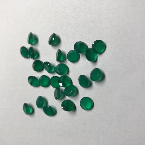 5mm Natural Green Onyx Faceted Round Loose Gemstone