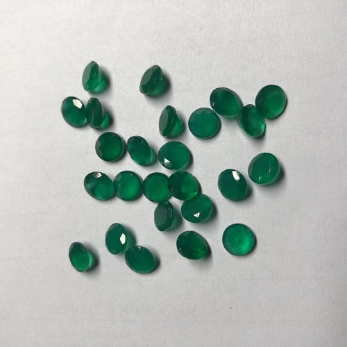 6mm Natural Green Onyx Faceted Round Loose Gemstone