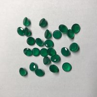 6mm Natural Green Onyx Faceted Round Loose Gemstone