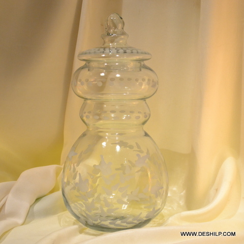 Antique-Style Glass Made Jar With Lid