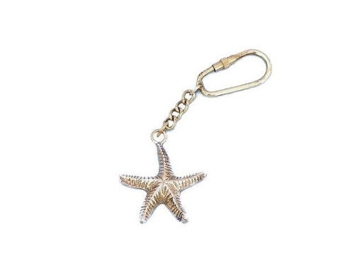 Metal Solid Brass Starfish Key Chain 5 Inch