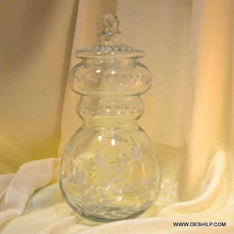 Container & Jar Glass Made With Glass Lid