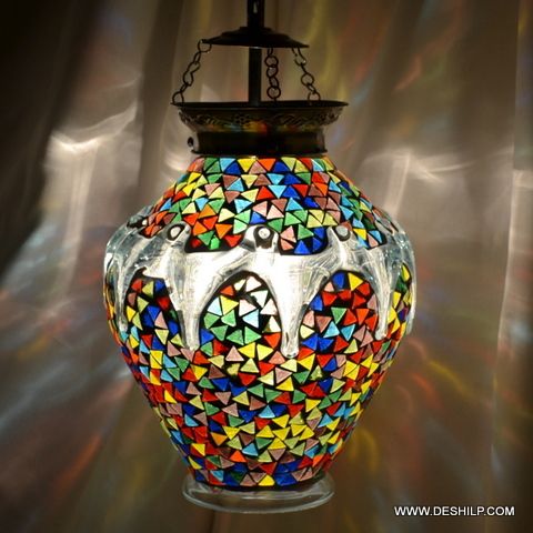 Multi Mosaic Glass Wall Hanging Lamp