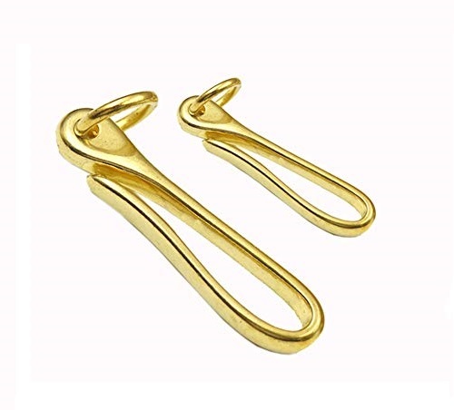Golden Fish Hook Keychain In Brass