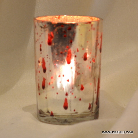 Printed Glass T Light Candle Holder