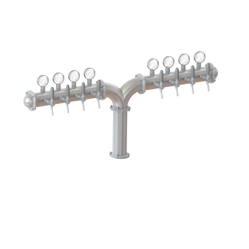 Wing Style Bridge Tower with 8 Flow Control Taps and Illumination - Satin Stainless - Glycol Recirculation Loop+ Wing Style Bridge Tower with 8 Flow Control Taps and Illumination - Satin Stainless - Glycol Recirculation Loop+