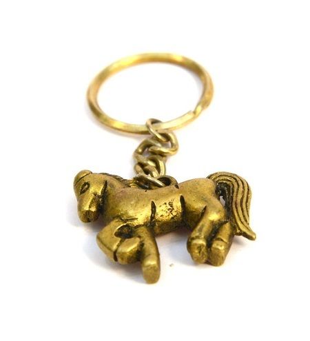 Golden Horse Gold Brass Keychain