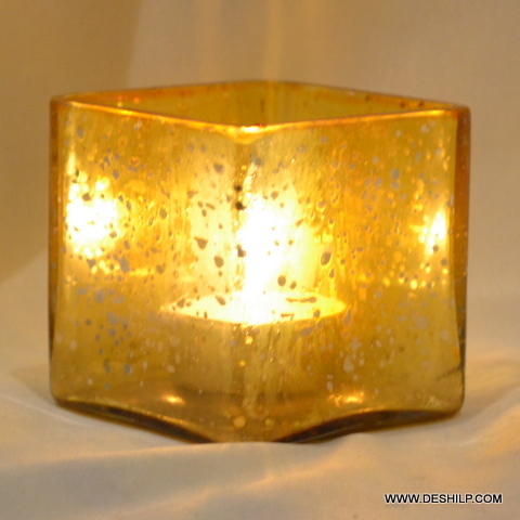 Glass Candle Holder, Shape: Square