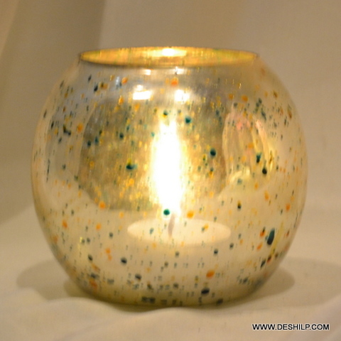 Beautilly polished Silver Glass T Light Candle Holder