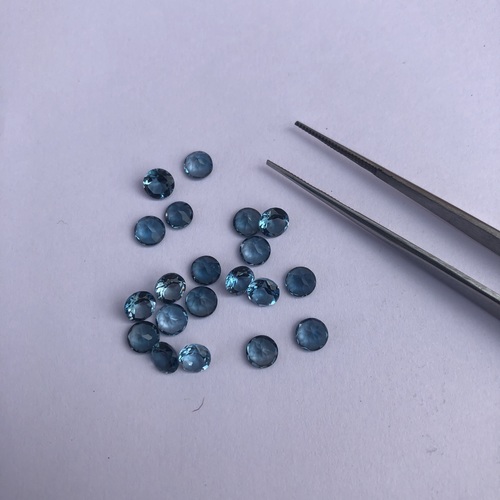 4mm Natural London Blue Topaz Faceted Round Loose Gemstone