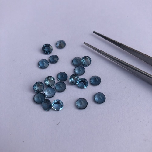 6mm Natural London Blue Topaz Faceted Round Gemstone