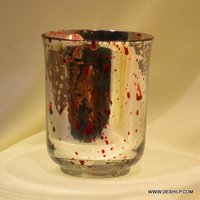 Silver Foil Glass Candle Holder
