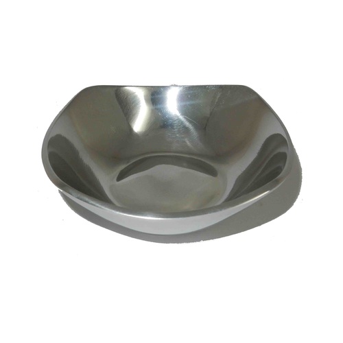 Cast Aluminium Dessert Bowl - Standard Size, Natural Aluminium Color | Unique Design, Glossy Polished Finish, Modern Shape