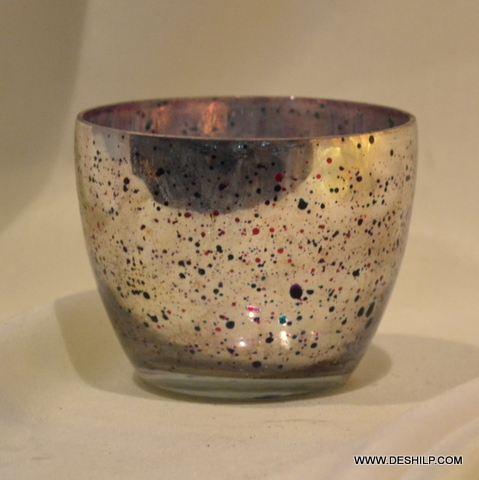 Handmade SILVER GLASS T LIGHT CANDLE HOLDER