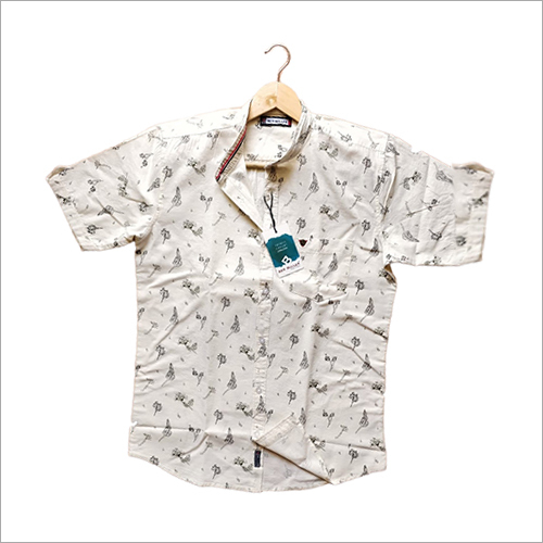 Mens Half Sleeve Printed Casual Shirt - Cotton Material, Sizes M-XXL, White Color - High-Quality Fabric, Short Sleeves