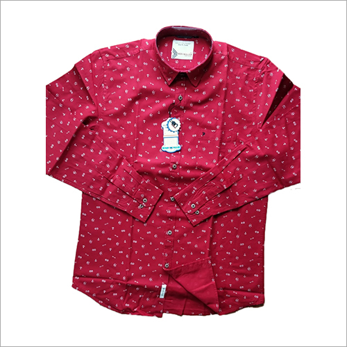 Mens Red Printed Casual Shirt Gender: Male