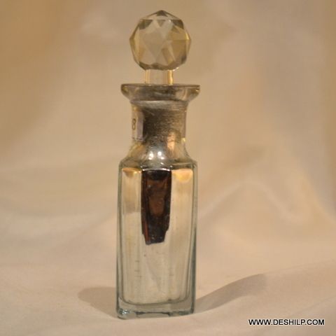 SILVER GLASS PERFUME BOTTLE and DECANTER