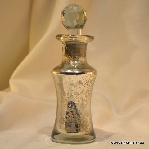 SILVER GLASS PERFUME BOTTLE & DECANTER