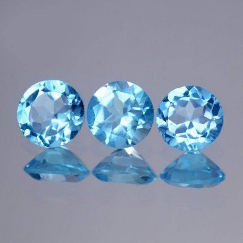 6mm Natural Swiss Blue Topaz Faceted Round Gemstone