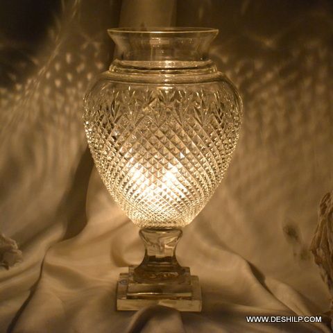 Crystal Glass Hurricane Candle Holder