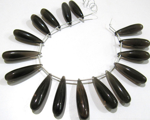 Natural Smoky Quartz Long Tear Drop Plain Smooth Beads Size Approximately 1 inch