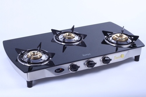 3 Burner Glass Top Gas Stove 