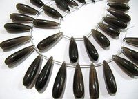 Natural Smoky Quartz Long Tear Drop Plain Smooth Beads Size Approximately 1 inch