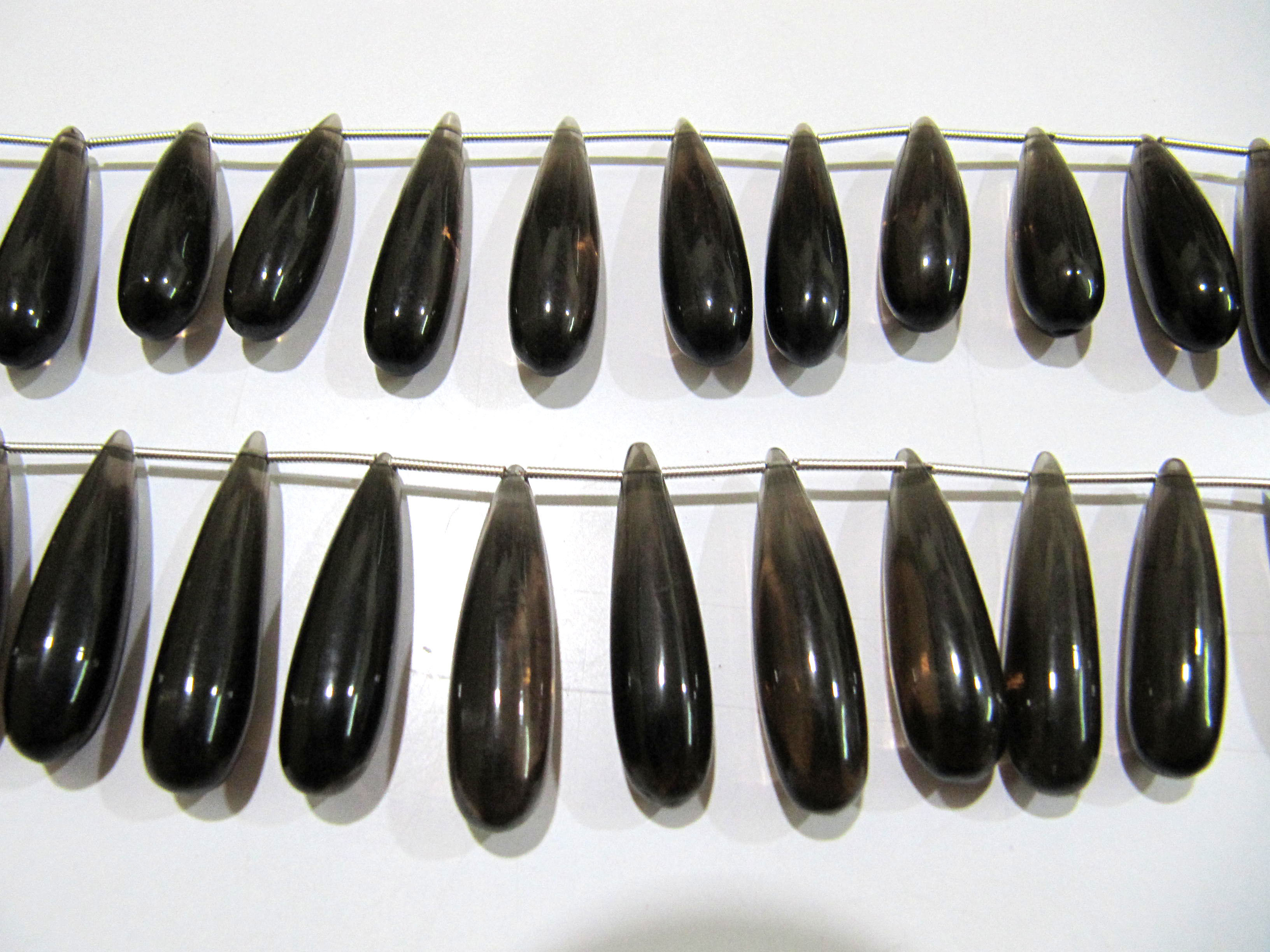 Natural Smoky Quartz Long Tear Drop Plain Smooth Beads Size Approximately 1 inch