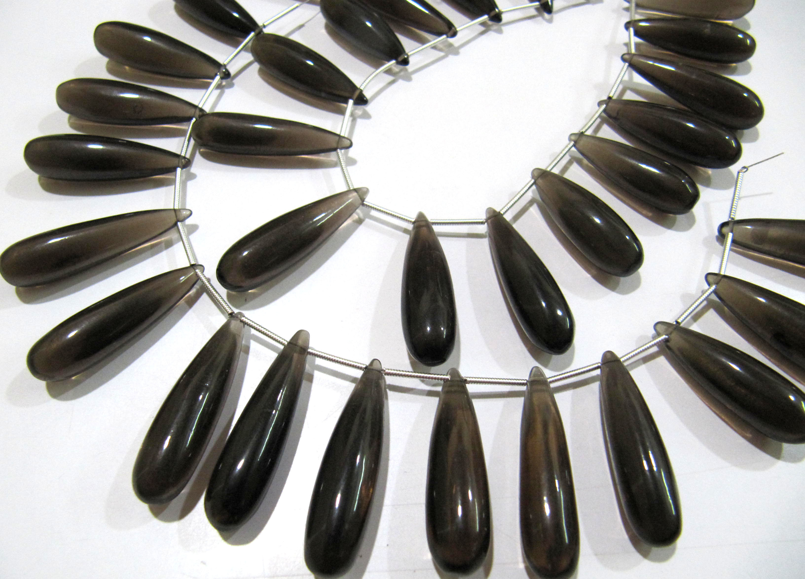 Natural Smoky Quartz Long Tear Drop Plain Smooth Beads Size Approximately 1 inch