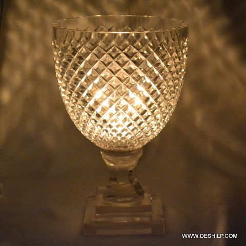 Modern Arts Cutting Glass Crystal Hurricane Candle