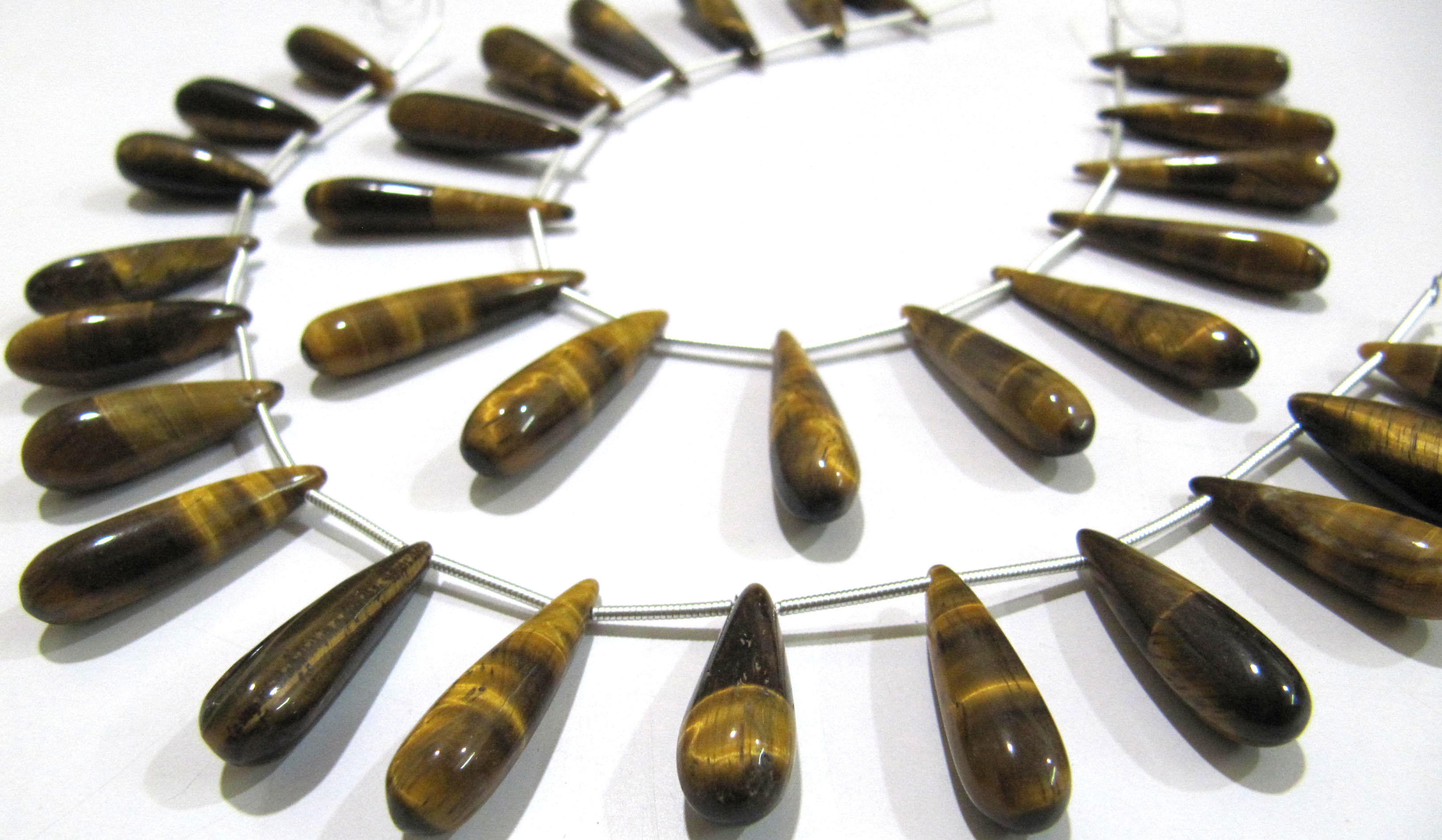 Natural Tiger Eye Long Tear Drop Plain Smooth Beads Size1 inch Long  Beads