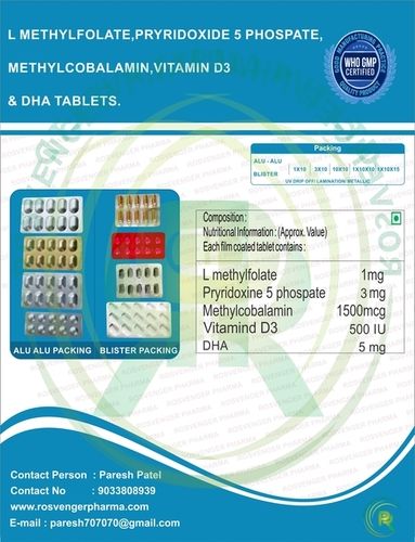 L METHYLFOLATE , MECOBALAMIN , D3 , DHA ,B6 TABLETS.