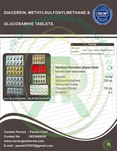 DIACEREIN , MSM & GLUCOSAMINE TABLETS By ROSVENGER PHARMA PVT. LTD.