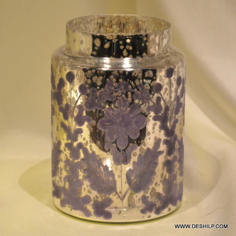 Silver Finish Decor Glass Jar