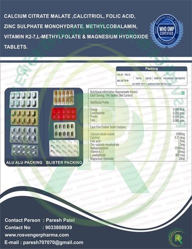 Calcium Citrate Malate, Calcitriol,Folic , Zinc,Mecobalamin,Vitmin K2-7