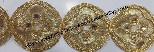 Saree Cut Work Lace - Decoration Material: Stones