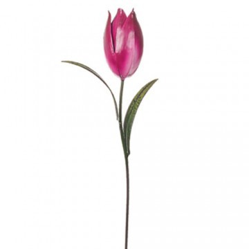 Metal Tulip Stake Magenta Pink