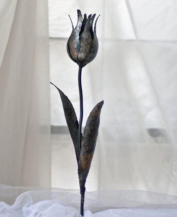 A Pair of Painted Metal Tulip Lamps