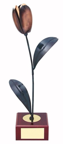 Copper & Black Tulip Handmade Metal Trophy