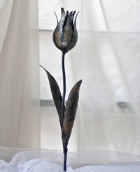 Frosted Glass & Metal Tulip Centerpiece Multi
