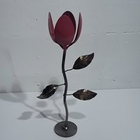 Frosted Glass & Metal Tulip Centerpiece Multi