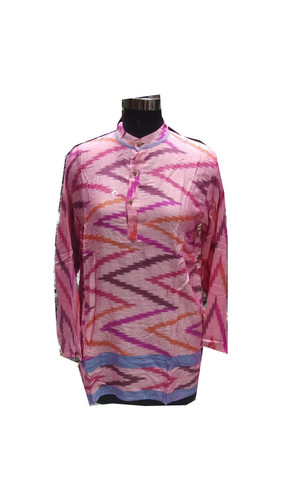 Ladies Rayon Kurti - Light Weight Pink Printed Casual Dress, Full Sleeves with Anti-Wrinkle and Breathable Features